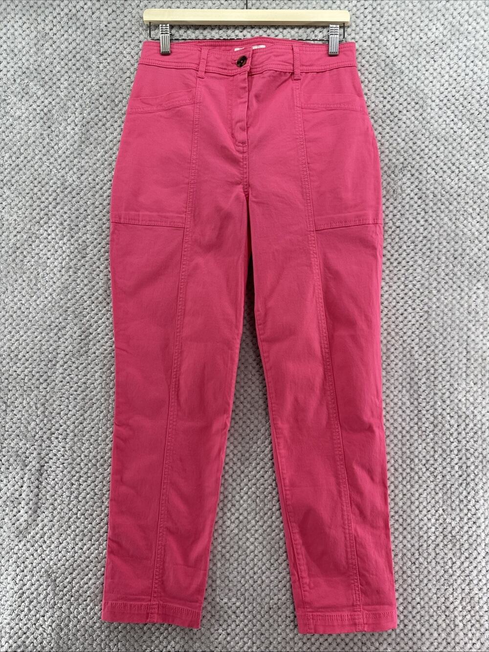 Boden Curvy Trouser Pants Womens US6R Pink Cotton High Rise Skinny Leg Preppy